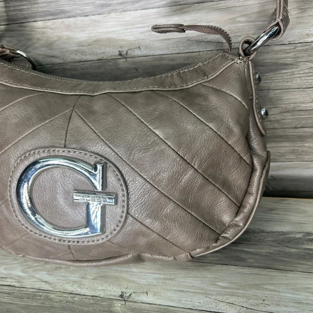 Vintage Guess Shoulder Bag Womens Stitched Quilted Hobo Y2K Chunky G Purse